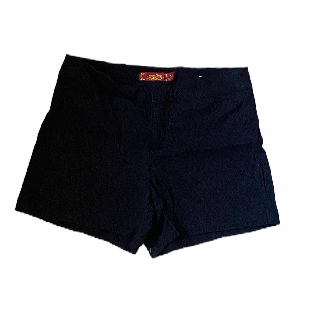 One5one Black Patterned Shorts